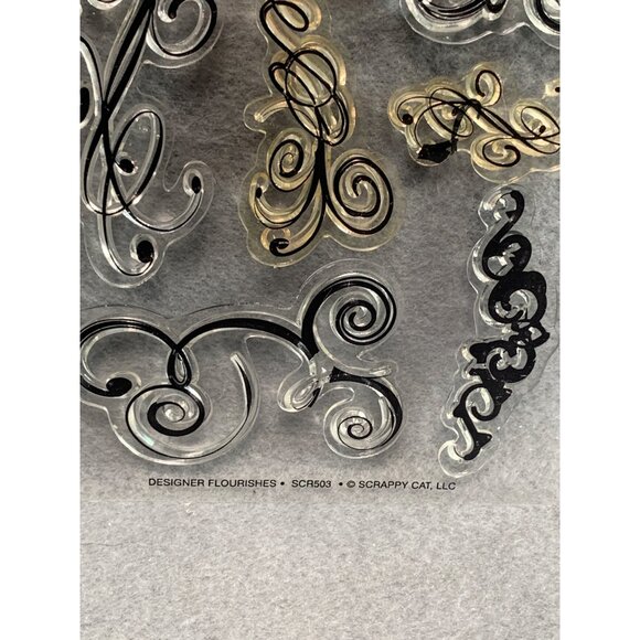 Scrappy Cat LLC Designer & Botanical Flourishes Clear Stamps Set Crafting Decora - Picture 3 of 6